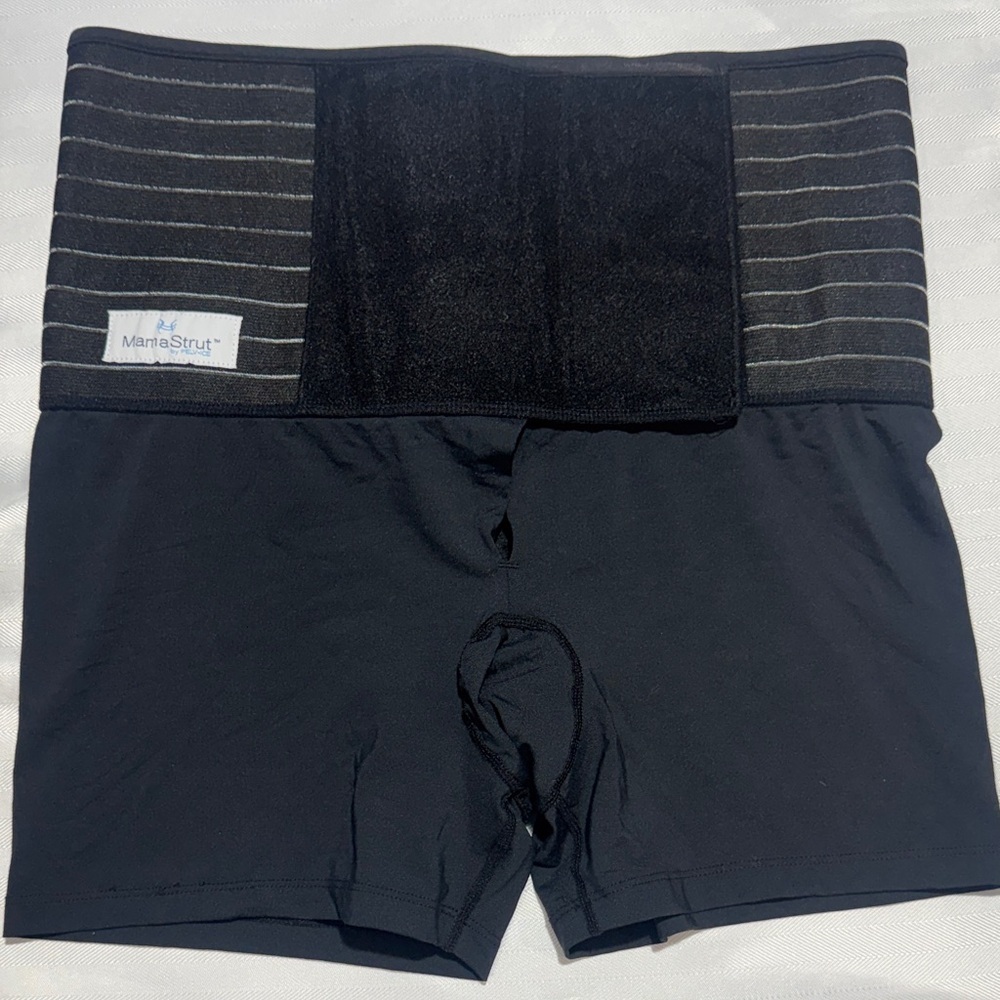 Black Postpartum Support Shorts with Belly Band